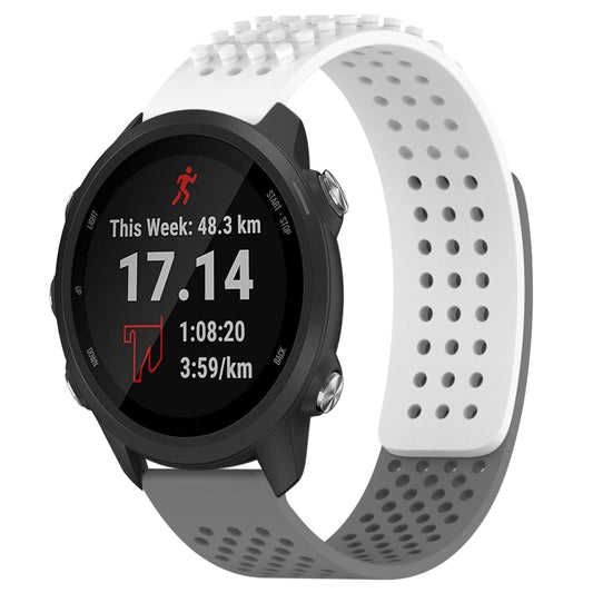 For Garmin Forerunner 245 20mm Holes Breathable 3D Dots Silicone Watch Band(White+Grey) - Watch Bands by PMC Jewellery | Online Shopping South Africa | PMC Jewellery
