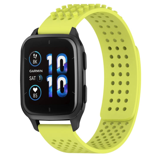 For Garmin Forerunner Sq2 Music 20mm Holes Breathable 3D Dots Silicone Watch Band(Lime Green) - Watch Bands by PMC Jewellery | Online Shopping South Africa | PMC Jewellery