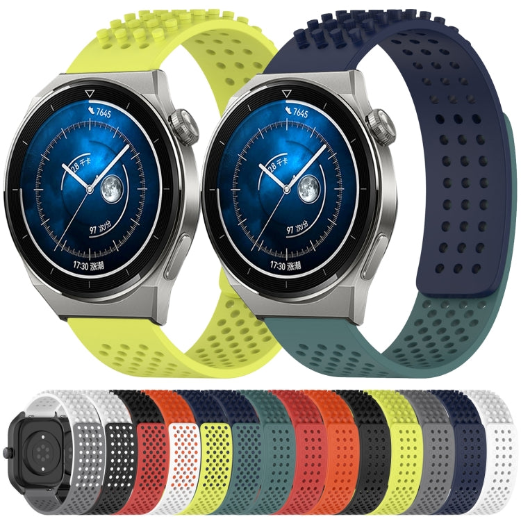 For Huawei GT2 46mm 22mm Holes Breathable 3D Dots Silicone Watch Band(Grey) - Watch Bands by PMC TechLife | Online Shopping South Africa | PMC TechLife