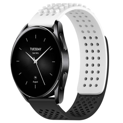 For Xiaomi Watch S2 46mm 22mm Holes Breathable 3D Dots Silicone Watch Band(White+Black) - Watch Bands by PMC Jewellery | Online Shopping South Africa | PMC Jewellery