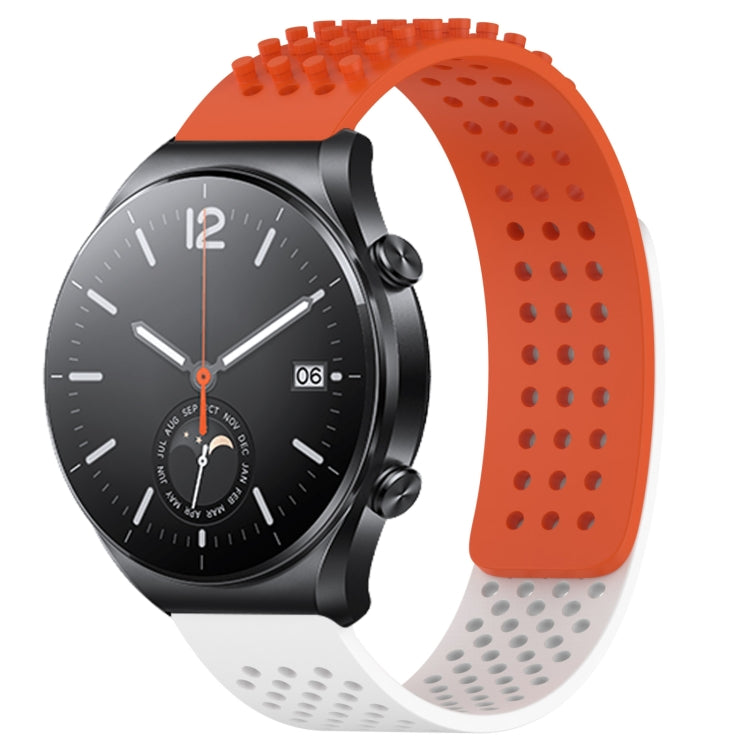 For Xiaomi MI Watch S1 22mm Holes Breathable 3D Dots Silicone Watch Band(Orange+White) - Watch Bands by PMC Jewellery | Online Shopping South Africa | PMC Jewellery