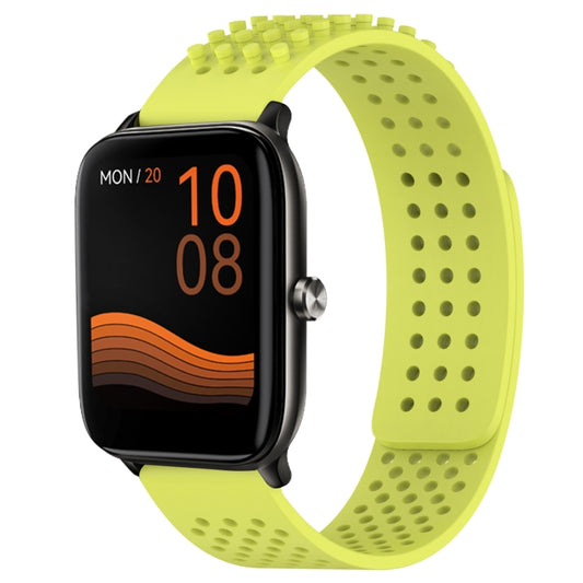 For Xiaomi Haylou GST LS09B 22mm Holes Breathable 3D Dots Silicone Watch Band(Lime Green) - Watch Bands by PMC Jewellery | Online Shopping South Africa | PMC Jewellery