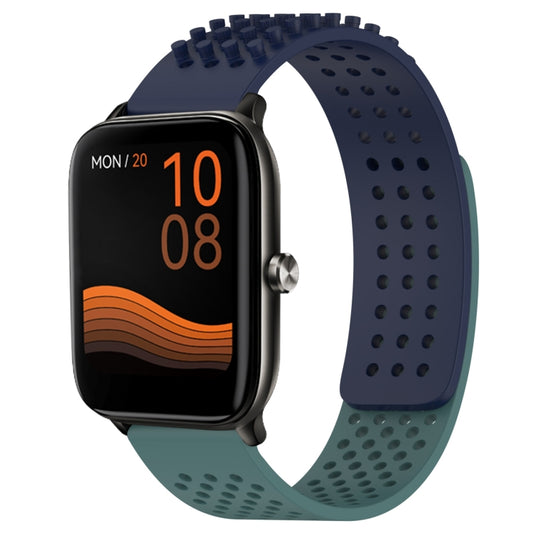 For Xiaomi Haylou GST LS09B 22mm Holes Breathable 3D Dots Silicone Watch Band(Midnight Blue+Olive Green) - Watch Bands by PMC Jewellery | Online Shopping South Africa | PMC Jewellery