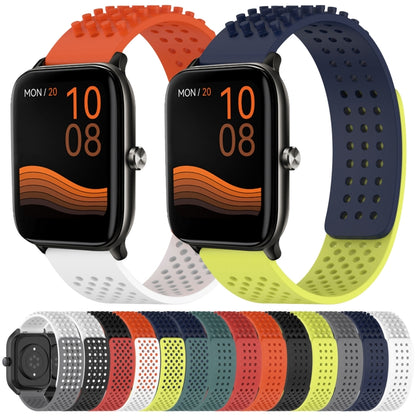 For Xiaomi MI Watch S1 22mm Holes Breathable 3D Dots Silicone Watch Band(Midnight Blue+Lime Green) - Watch Bands by PMC Jewellery | Online Shopping South Africa | PMC Jewellery