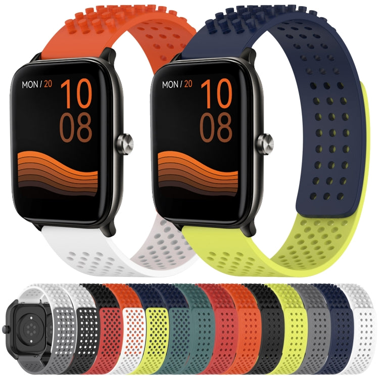 For Xiaomi MI Watch S1 22mm Holes Breathable 3D Dots Silicone Watch Band(Midnight Blue+Olive Green) - Watch Bands by PMC Jewellery | Online Shopping South Africa | PMC Jewellery