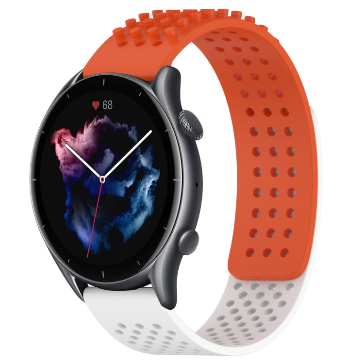 For Amazfit GTR 3 Pro 22mm Holes Breathable 3D Dots Silicone Watch Band(Orange+White) - Watch Bands by PMC Jewellery | Online Shopping South Africa | PMC Jewellery