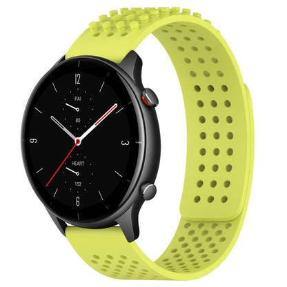 For Amazfit GTR 2e 22mm Holes Breathable 3D Dots Silicone Watch Band(Lime Green) - Watch Bands by PMC Jewellery | Online Shopping South Africa | PMC Jewellery