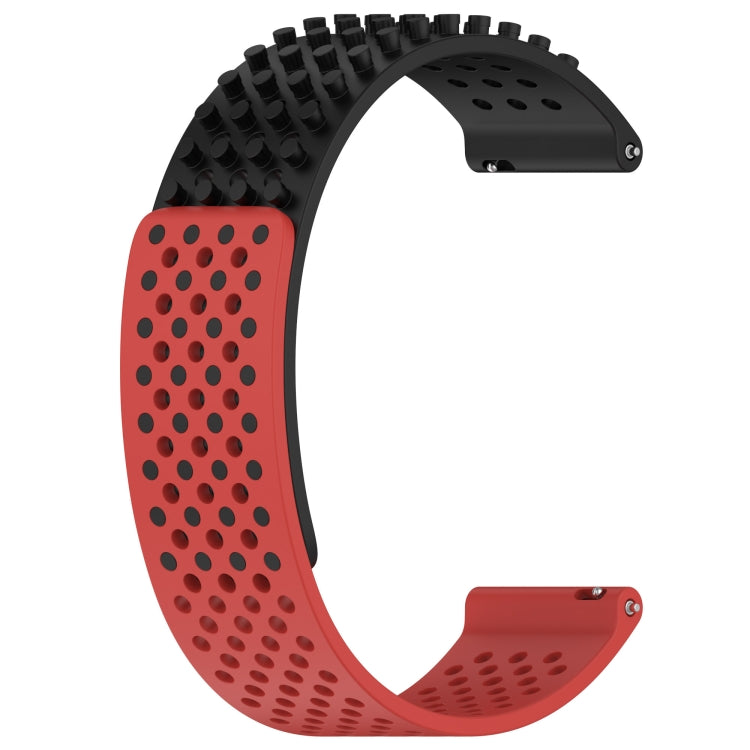 For Amazfit 3 22mm Holes Breathable 3D Dots Silicone Watch Band(Black+Red) - Watch Bands by PMC TechLife | Online Shopping South Africa | PMC TechLife