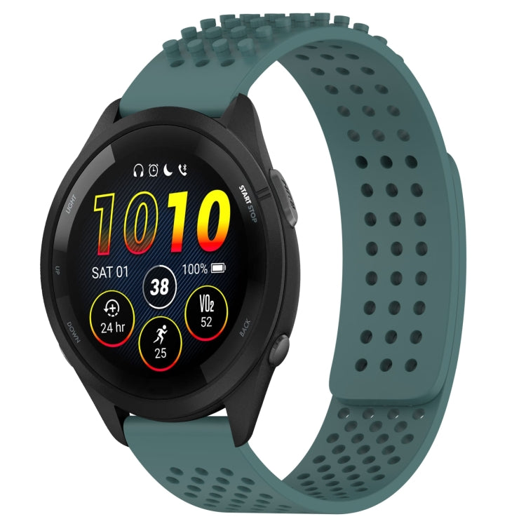 For Garmin Forerunner 265 22mm Holes Breathable 3D Dots Silicone Watch Band(Olive Green) - Watch Bands by PMC TechLife | Online Shopping South Africa | PMC TechLife