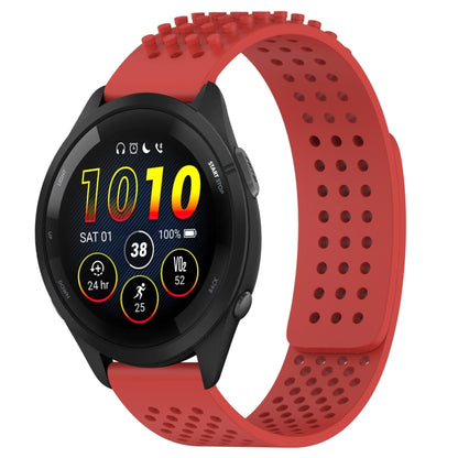 For Garmin Forerunner 265 22mm Holes Breathable 3D Dots Silicone Watch Band(Red) - Watch Bands by PMC Jewellery | Online Shopping South Africa | PMC Jewellery