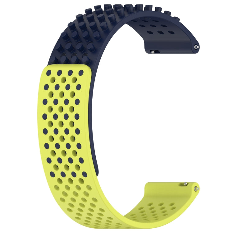 For Garmin Forerunner 265 22mm Holes Breathable 3D Dots Silicone Watch Band(Midnight Blue+Lime Green) - Watch Bands by PMC Jewellery | Online Shopping South Africa | PMC Jewellery
