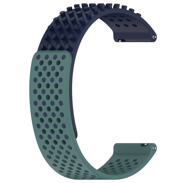 For Garmin Venu 3 22mm Holes Breathable 3D Dots Silicone Watch Band(Midnight Blue+Olive Green) - Watch Bands by PMC Jewellery | Online Shopping South Africa | PMC Jewellery