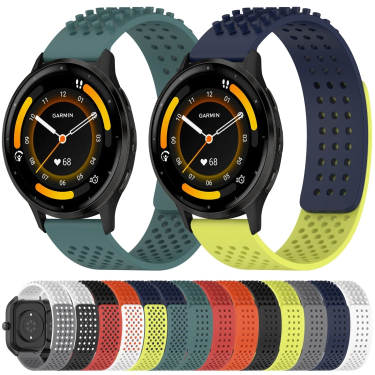 For Garmin Vivoactive 4 22mm Holes Breathable 3D Dots Silicone Watch Band(White) - Watch Bands by PMC TechLife | Online Shopping South Africa | PMC TechLife