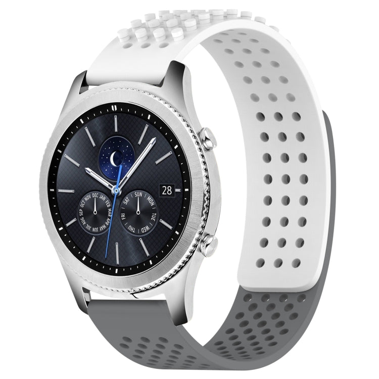 For Samsung Gear S3 Classic 22mm Holes Breathable 3D Dots Silicone Watch Band(White+Grey) - Watch Bands by PMC Jewellery | Online Shopping South Africa | PMC Jewellery