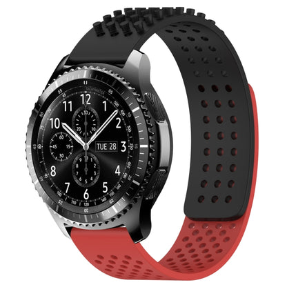 For Samsung Gear S3 Frontier 22mm Holes Breathable 3D Dots Silicone Watch Band(Black+Red) - Watch Bands by PMC Jewellery | Online Shopping South Africa | PMC Jewellery