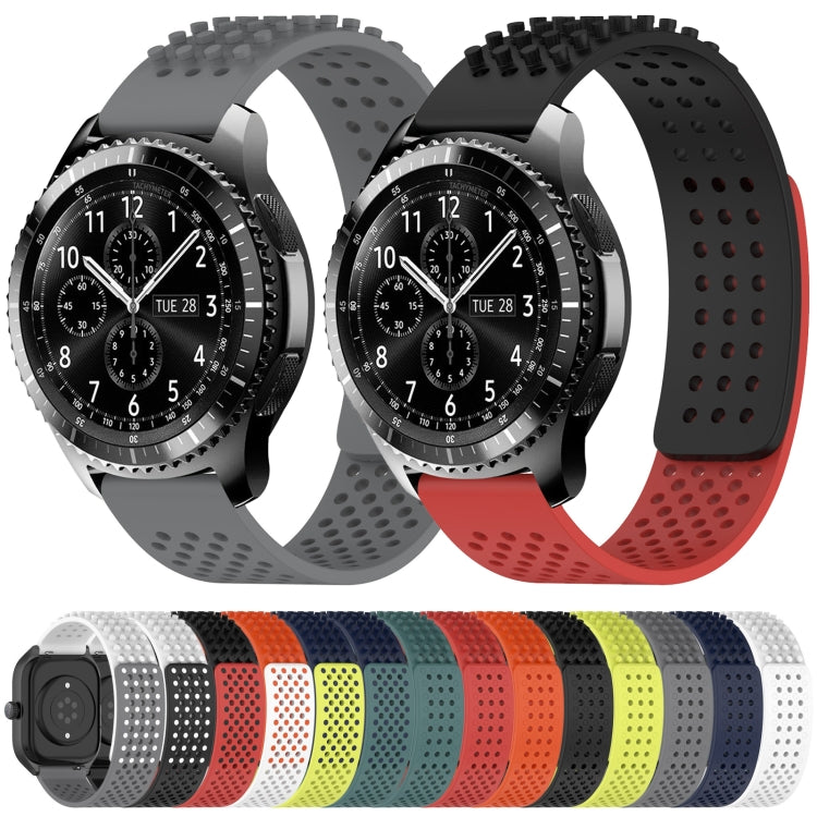 For Samsung Gear S3 Frontier 22mm Holes Breathable 3D Dots Silicone Watch Band(White+Grey) - Watch Bands by PMC TechLife | Online Shopping South Africa | PMC TechLife