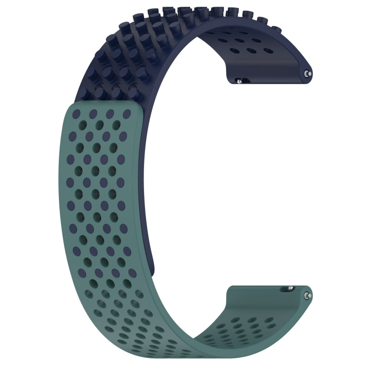 For  SUUNTO 9 Peak 22mm Holes Breathable 3D Dots Silicone Watch Band(Midnight Blue+Olive Green) -  by PMC Jewellery | Online Shopping South Africa | PMC Jewellery