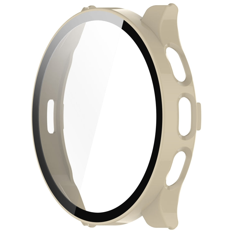 For Garmin Venu 3S PC + Tempered Film Integrated Watch Protective Case(Ivory White) - Watch Cases by PMC TechLife | Online Shopping South Africa | PMC TechLife | Buy Now Pay Later Mobicred