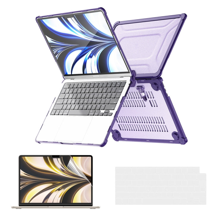 For MacBook Air 13.6 2022/2024  A2681 (M2) / A3113  (M3) ENKAY Hat-Prince 3 in 1 Protective Bracket Case Cover Hard Shell with TPU Keyboard Film / PET Screen Protector, Version:EU(Purple) - free shipping - PMC TechLife - Order now!