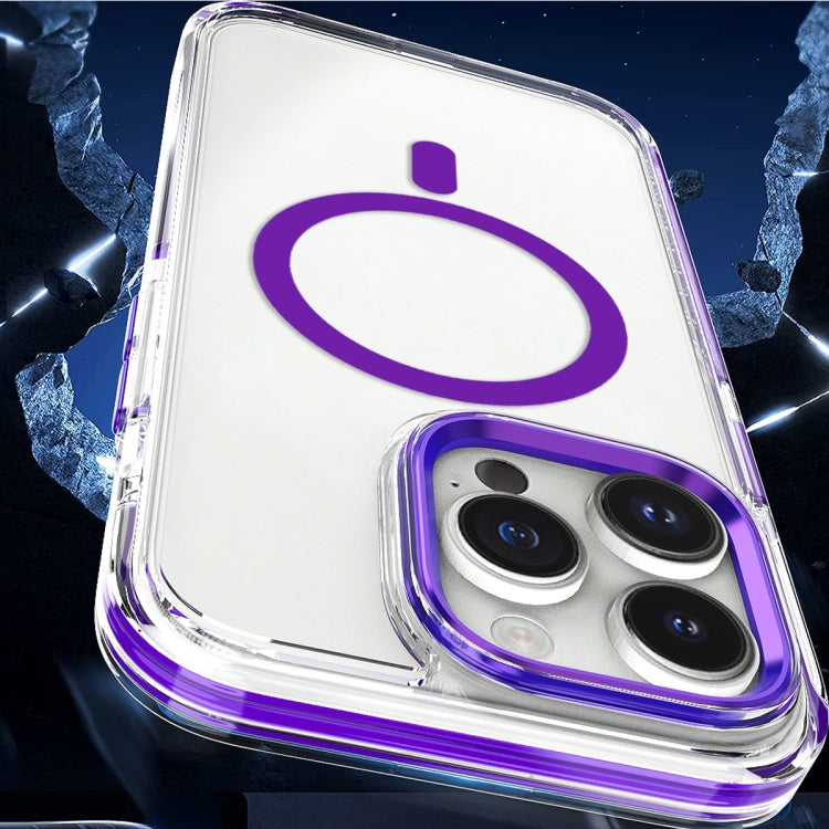 For iPhone 14 Dual-color MagSafe TPU Hybrid Clear PC Shockproof Phone Case(White) - iPhone 14 Cases by PMC TechLife | Online Shopping South Africa | PMC TechLife