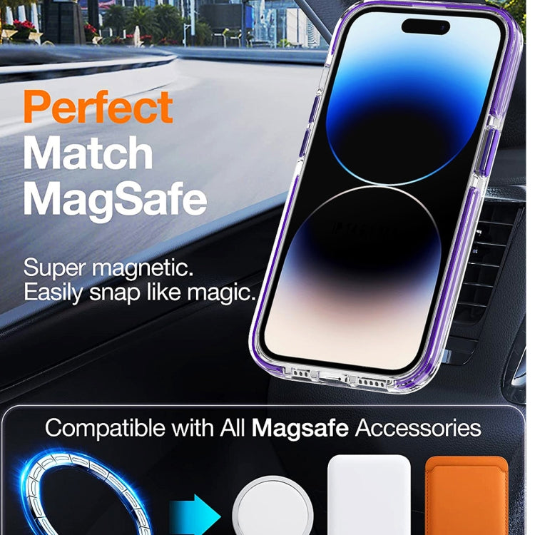 For iPhone 14 Plus Dual-color MagSafe TPU Hybrid Clear PC Shockproof Phone Case(Orange) - iPhone 14 Plus Cases by PMC TechLife | Online Shopping South Africa | PMC TechLife