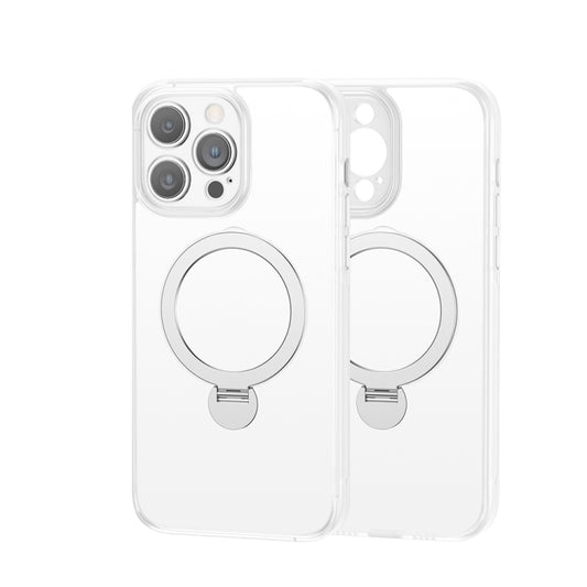 For iPhone 15 Pro Max 360 Magsafe Ring Holder TPU Hybrid PC Phone Case(White) - iPhone 15 Pro Max Cases by PMC Jewellery | Online Shopping South Africa | PMC Jewellery