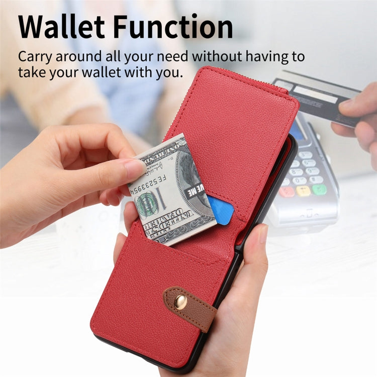 For OPPO Find N3 Flip Vertical Flip Zipper Wallet Ring Leather Phone Case(Red) - Find N3 Flip Cases by PMC Jewellery | Online Shopping South Africa | PMC Jewellery