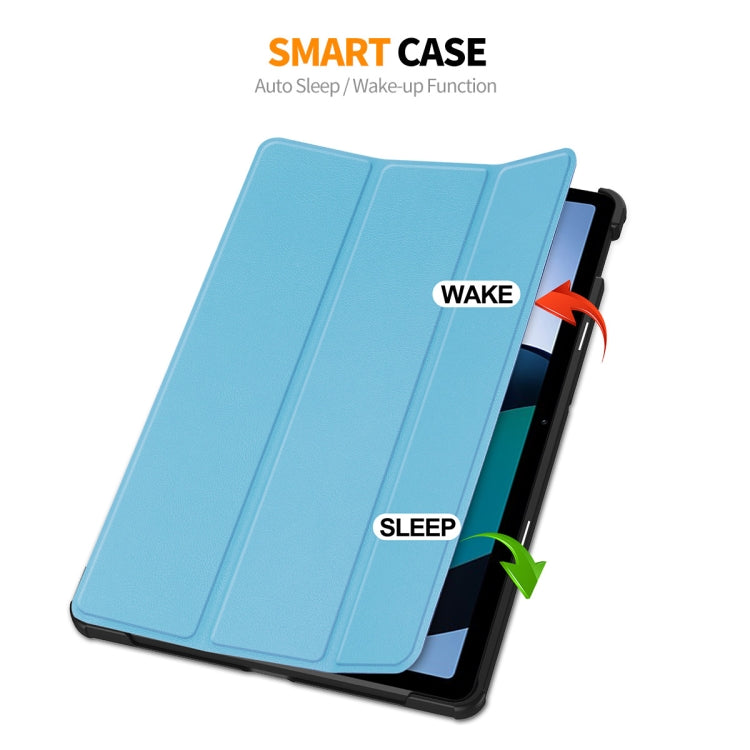 For Redmi Pad SE 11.0 ENKAY Tri-fold Custer Texture Leather Smart Tablet Case(Light Blue) - free shipping - PMc TechLife - Order now!