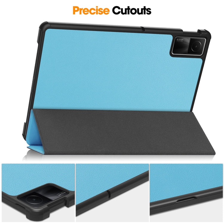 For Redmi Pad SE 11.0 ENKAY Tri-fold Custer Texture Leather Smart Tablet Case(Light Blue) - free shipping - PMc TechLife - Order now!