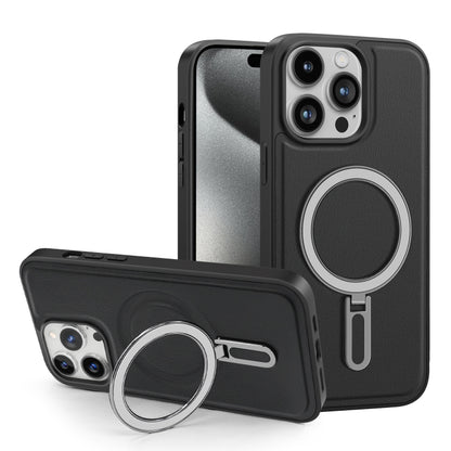 For iPhone 15 Shield MagSafe Magnetic Holder Phone Case(Black) - iPhone 15 Cases by PMC Jewellery | Online Shopping South Africa | PMC Jewellery