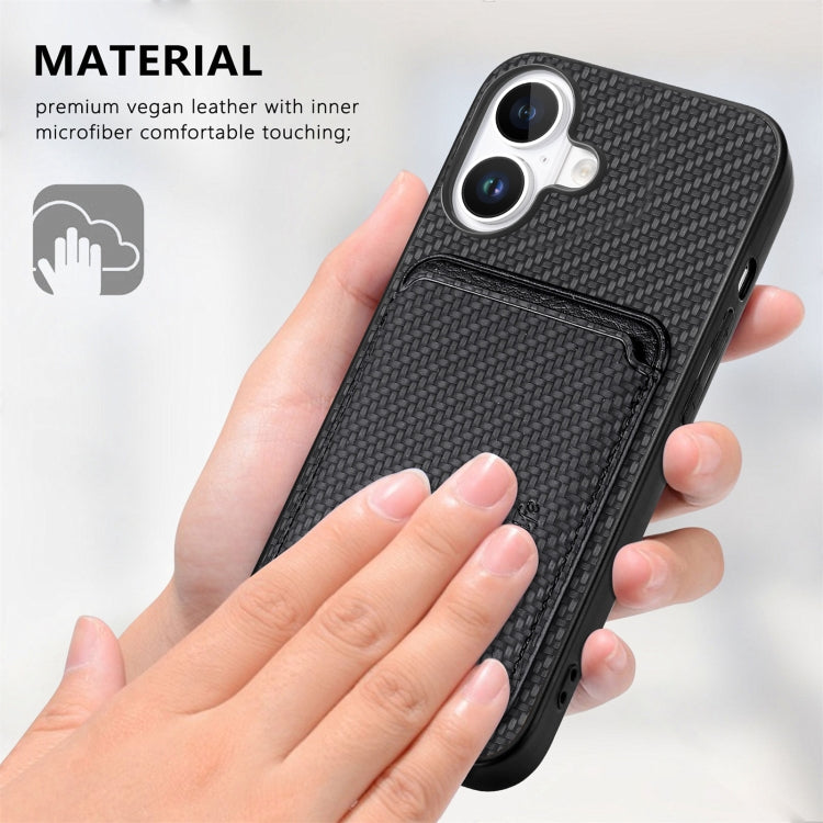 For iPhone 16 Plus Carbon Fiber Leather Card Magsafe Phone Case(Black) - iPhone 16 Plus Cases by PMC Jewellery | Online Shopping South Africa | PMC Jewellery | Buy Now Pay Later Mobicred