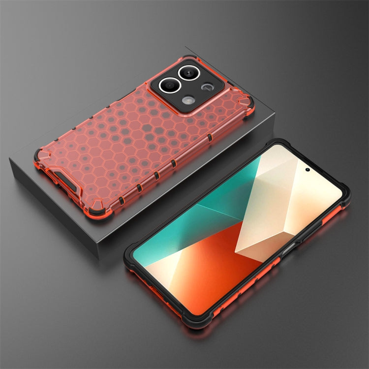 For Redmi Note 13 Shockproof Honeycomb Phone Case(Red) - Xiaomi Cases by PMC TechLife | Online Shopping South Africa | PMC TechLife | Buy Now Pay Later Mobicred