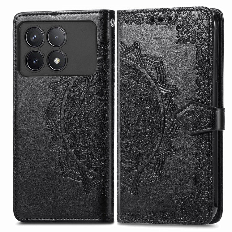 For Xiaomi Redmi K70 Mandala Flower Embossed Leather Phone Case(Black) - K70 Cases by PMC Jewellery | Online Shopping South Africa | PMC Jewellery | Buy Now Pay Later Mobicred