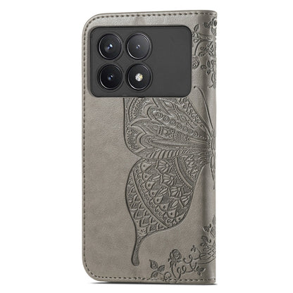 For Xiaomi Redmi K70 Butterfly Love Flower Embossed Leather Phone Case(Grey) - K70 Cases by PMC Jewellery | Online Shopping South Africa | PMC Jewellery | Buy Now Pay Later Mobicred