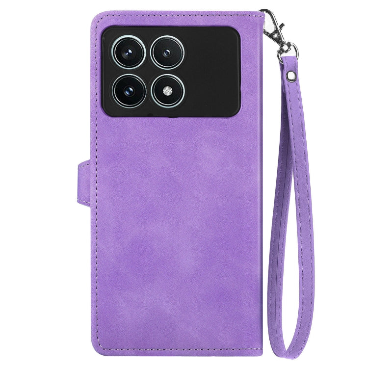 For Xiaomi Redmi K70 Pro Embossed Flower Zipper Leather Phone Case(Purple) - K70 Pro Cases by PMC Jewellery | Online Shopping South Africa | PMC Jewellery | Buy Now Pay Later Mobicred