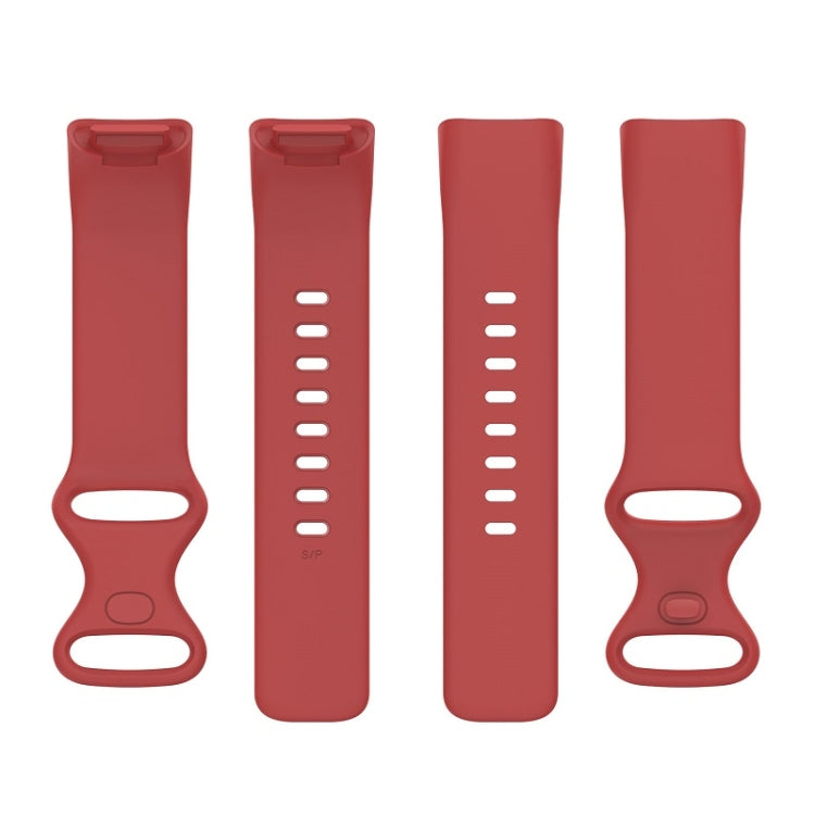 For Fitbit Charge 6 Solid Color Butterfly Buckle Silicone Watch Band, Size:L Size(Red) - Watch Bands by PMC TechLife | Online Shopping South Africa | PMC TechLife | Buy Now Pay Later Mobicred