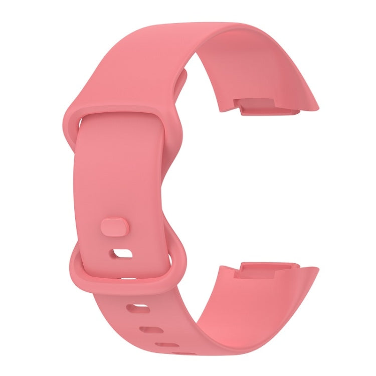 For Fitbit Charge 6 Solid Color Butterfly Buckle Silicone Watch Band, Size:L Size(Pink) - Watch Bands by PMC TechLife | Online Shopping South Africa | PMC TechLife | Buy Now Pay Later Mobicred