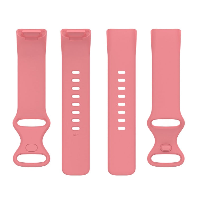 For Fitbit Charge 6 Solid Color Butterfly Buckle Silicone Watch Band, Size:L Size(Pink) - Watch Bands by PMC TechLife | Online Shopping South Africa | PMC TechLife | Buy Now Pay Later Mobicred