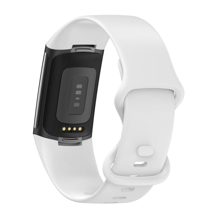 For Fitbit Charge 6 Solid Color Butterfly Buckle Silicone Watch Band, Size:S Size(White) - free shipping - PMC TechLife - Order now!