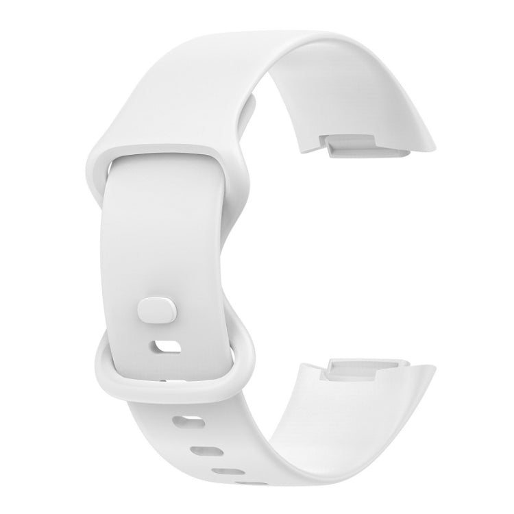 For Fitbit Charge 6 Solid Color Butterfly Buckle Silicone Watch Band, Size:S Size(White) - free shipping - PMC TechLife - Order now!
