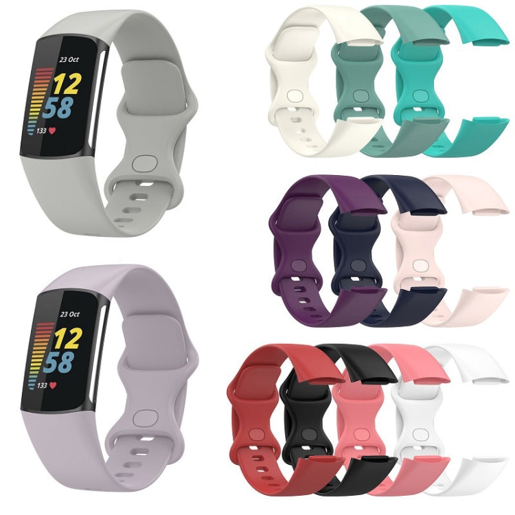 For Fitbit Charge 6 Solid Color Butterfly Buckle Silicone Watch Band, Size:S Size(Red) - Watch Bands by PMC TechLife | Online Shopping South Africa | PMC TechLife | Buy Now Pay Later Mobicred