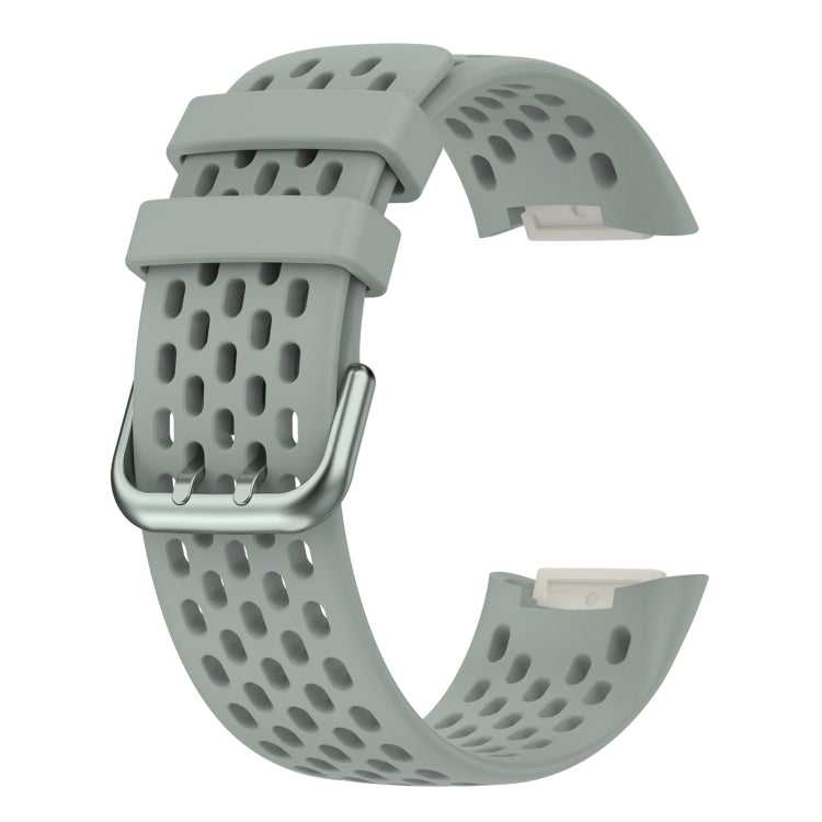 For Fitbit Charge 5 Solid Color Breathable Sports Silicone Watch Band(Gray) - Watch Bands by PMC TechLife | Online Shopping South Africa | PMC TechLife | Buy Now Pay Later Mobicred