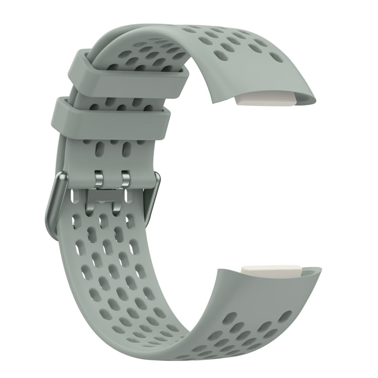 For Fitbit Charge 5 Solid Color Breathable Sports Silicone Watch Band(Gray) - Watch Bands by PMC TechLife | Online Shopping South Africa | PMC TechLife | Buy Now Pay Later Mobicred