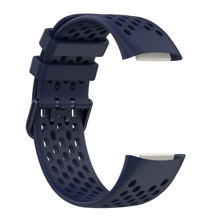 For Fitbit Charge 5 Solid Color Breathable Sports Silicone Watch Band(Dark Blue) - Watch Bands by PMC TechLife | Online Shopping South Africa | PMC TechLife | Buy Now Pay Later Mobicred