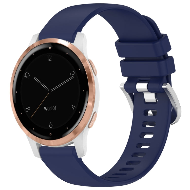 For Garmin Vivoactive 4S Liquid Glossy Silver Buckle Silicone Watch Band(Dark Blue) - free shipping - PMC TechLife - Order now!