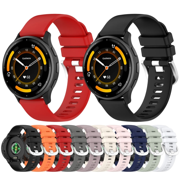 For Garmin Vivoactive 4S Liquid Glossy Silver Buckle Silicone Watch Band(Pink) - free shipping - PMC TechLife - Order now!