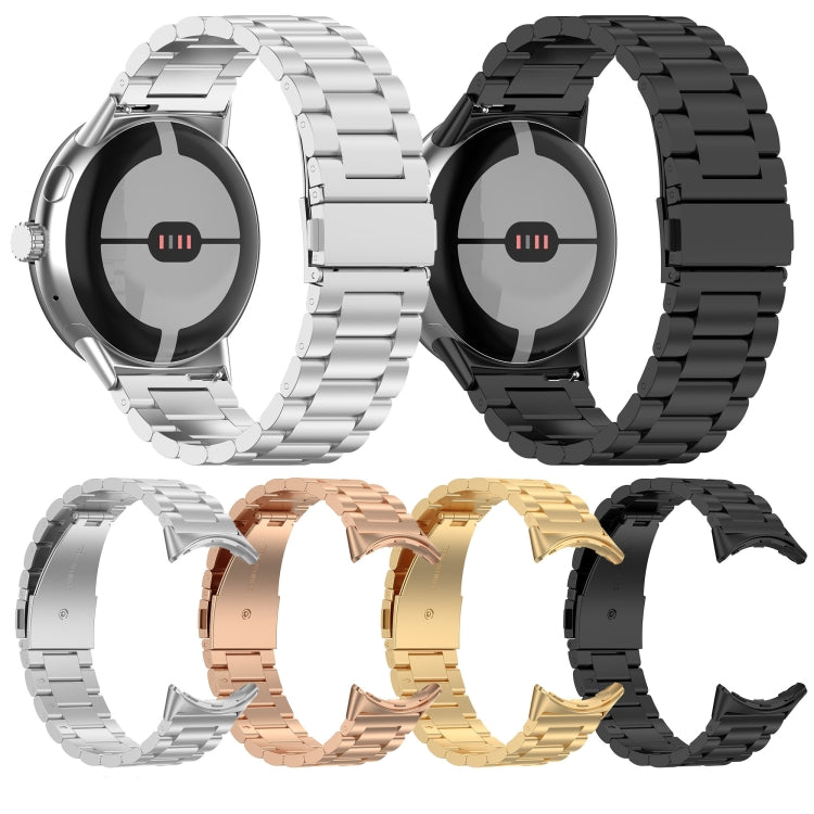 For Google Pixel Watch 2 Three Bead Stainless Steel Metal Watch Band(Black) - free shipping - PMC TechLife - Order now!