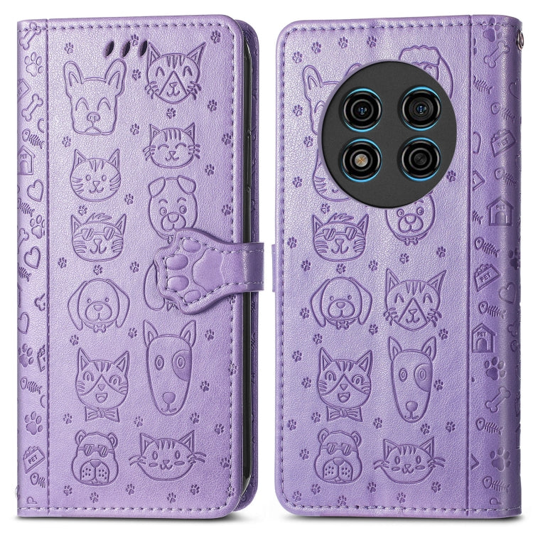 For Ulefone Note 15 Cat and Dog Embossed Leather Phone Case(Purple) - Ulefone Cases by PMC Jewellery | Online Shopping South Africa | PMC Jewellery | Buy Now Pay Later Mobicred