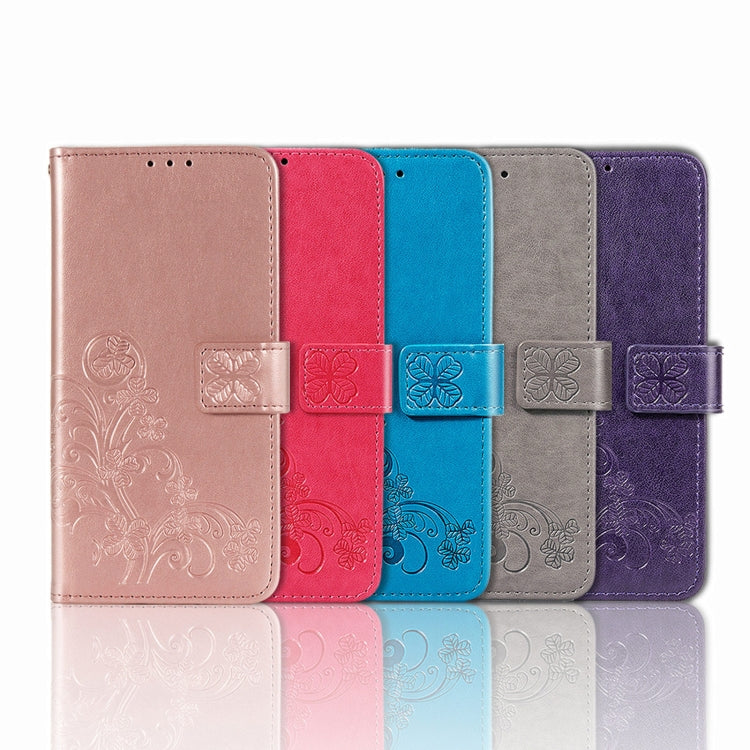 For Realme 11 5G Global Four-leaf Clasp Embossed Buckle Leather Phone Case(Rose Gold) - Realme Cases by PMC TechLife | Online Shopping South Africa | PMC TechLife | Buy Now Pay Later Mobicred