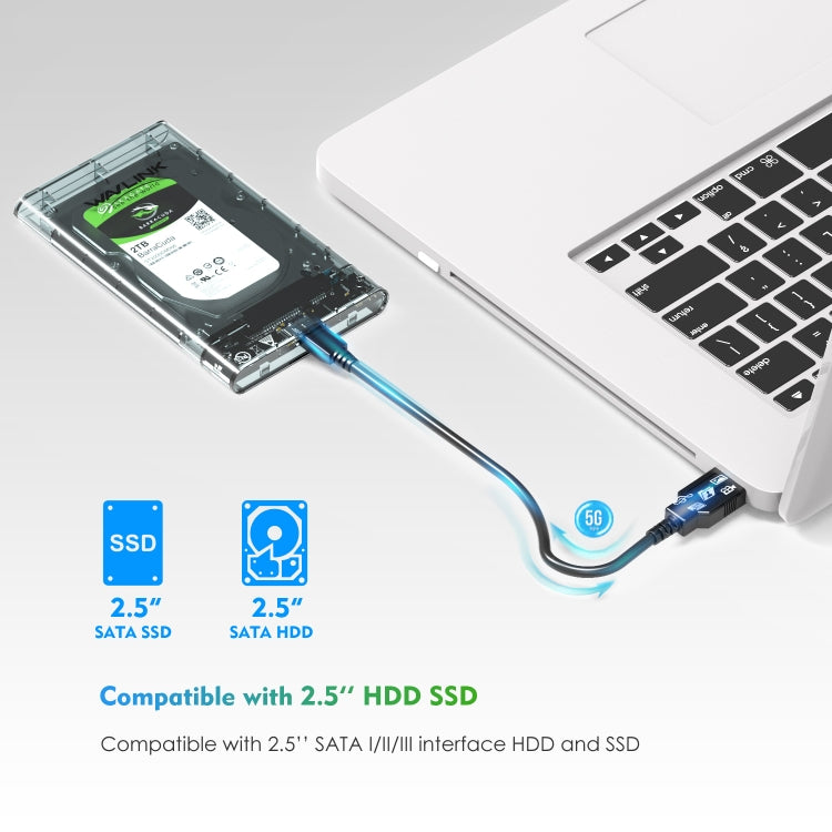 WAVLINK ST239 USB3.0 Transparent SATA External Solid-state SSD 2.5-inch Mobile Hard Disk Case - HDD Enclosure by WAVLINK | Online Shopping South Africa | PMC Jewellery | Buy Now Pay Later Mobicred